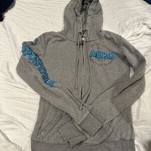 Aeropostale Retro Vintage Y2k Gray Zip-Up Hoodie - XS